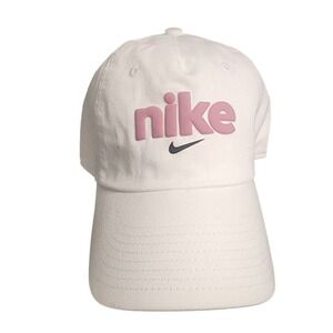 Nike Heritage86 Adjustable Hat White Pink 3D Puff Logo Swoosh Strapback Cap